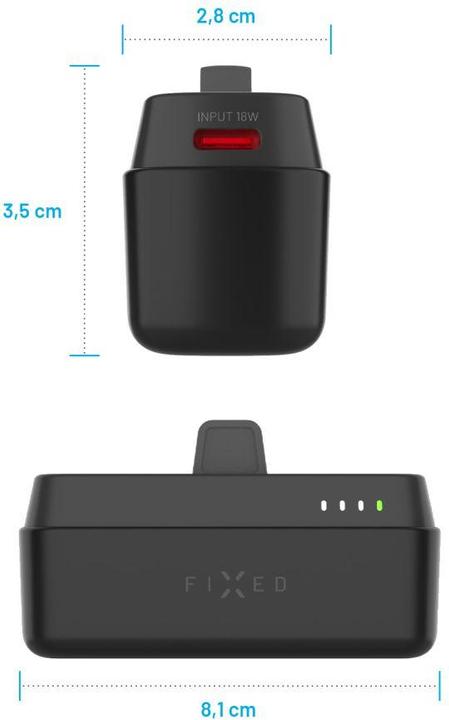 Actual product image Fixed Zen 5 Plug-in PowerBank, PD 20W, 5 000 mAh, black (5000 mAh, 20 W, 5000 Wh)