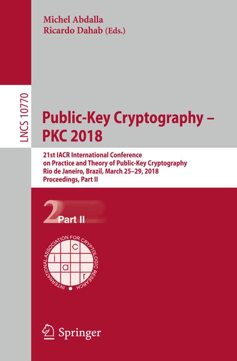 Produktbild Public-Key Cryptography - PKC 2018 (Michel Abdalla, Ricardo Dahab, 2018)