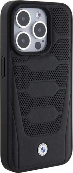 Actual product image BMW BMHCP15X22RPSK iPhone 15 Pro Max 6.7" czarny/black Leather Seats Pattern (Apple iPhone 15 Pro Max)