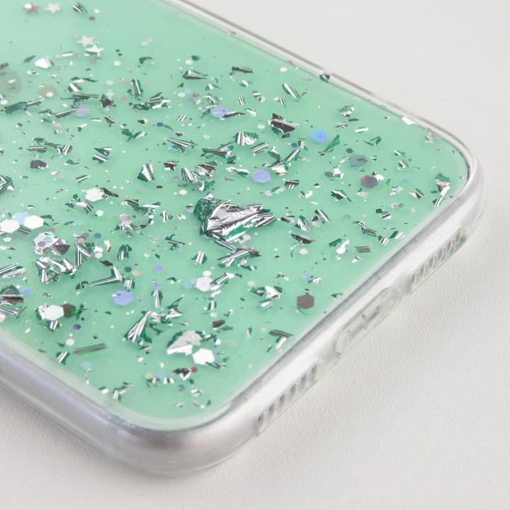 Actual product image PhoneLook Cover rubber silver sequins with ring green (Apple iPhone 11 Pro)