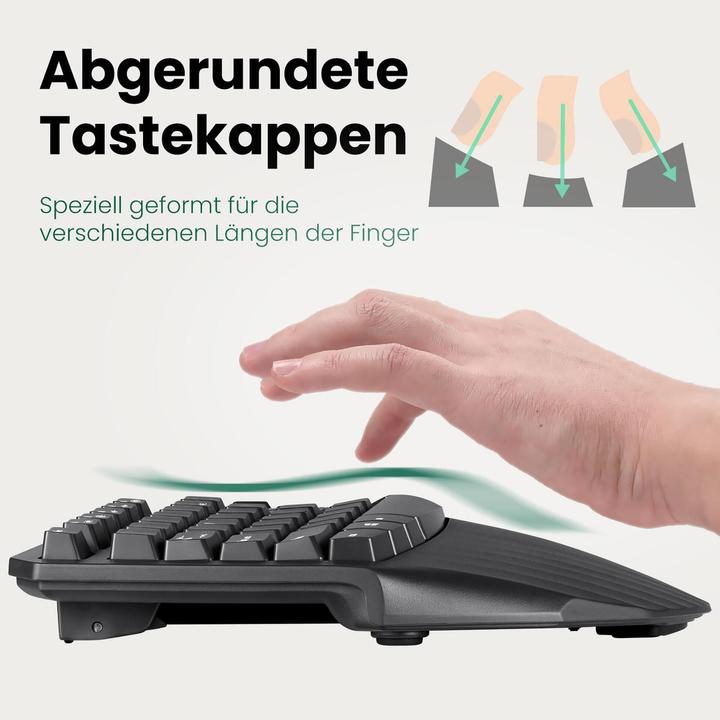 Actual product image Perixx PERIBOARD-613 DE B, Wireless compact ergonomic keyboard, black (DE, Wireless)