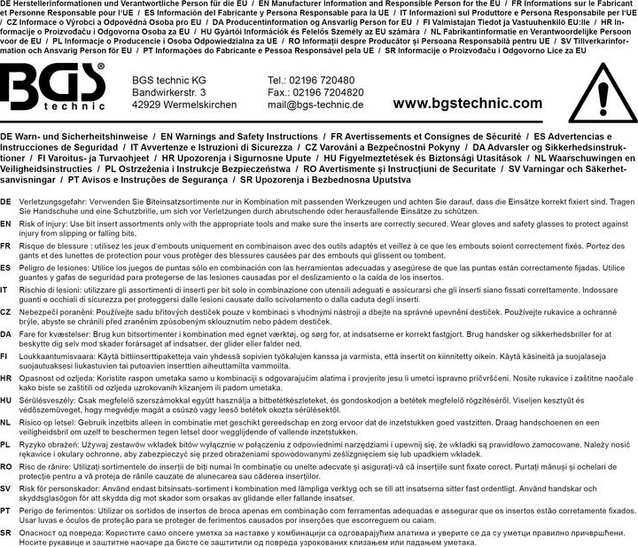 Image du produit BGS Jeu d’embouts/de douilles avec poignée en T à cliquet pour embouts réversibles 22 pièces (6,3 mm)