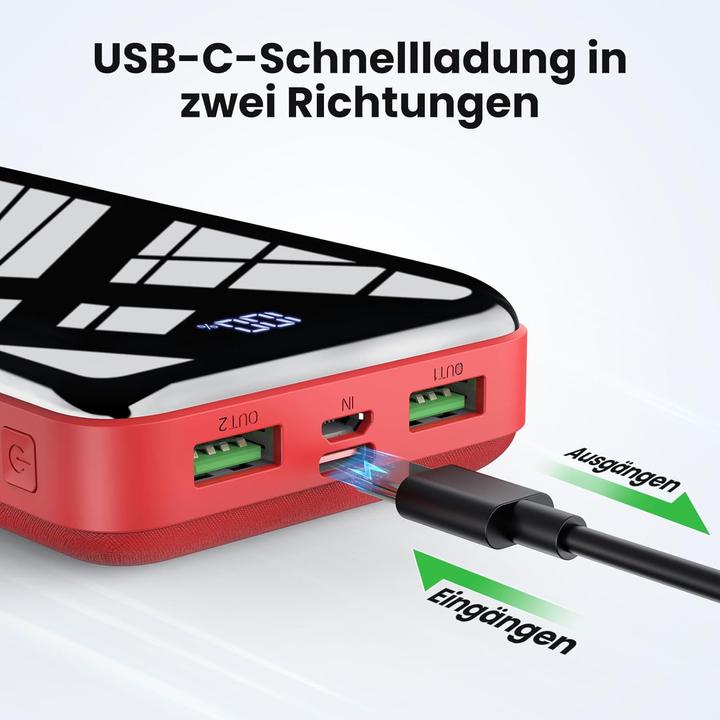 Image du produit Bextoo Banque d'alimentation 30000mAh, rouge (27000 mAh, 22.50 W, 22.50 Wh)