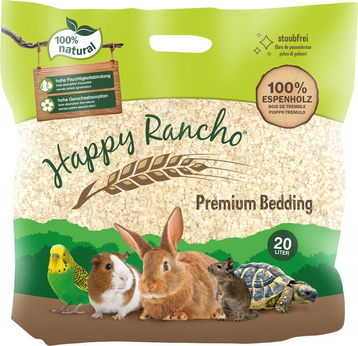 Image du produit Happy Rancho Litière pour petits animaux Premium Bedding 20l (4 kg, Copeaux)