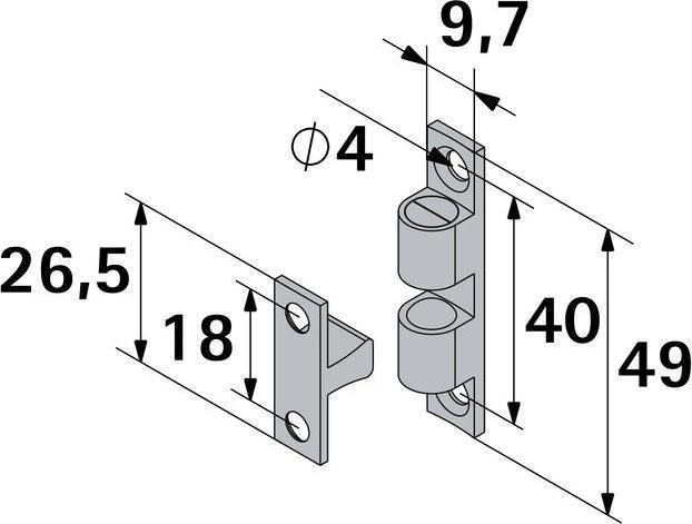 Produktbild Hettich Kugelschnäpper 49 x 9 x 10 mm