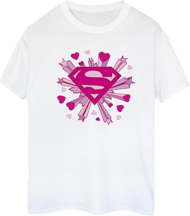 Superman Pink Hearts And Stars Logo TShirt (XXL)