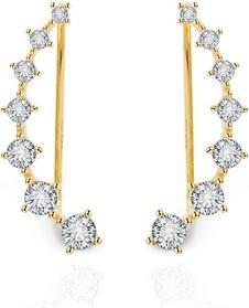 Beneto Gold-plated longitudinal earrings with clear crystals AGU2712-G (L)