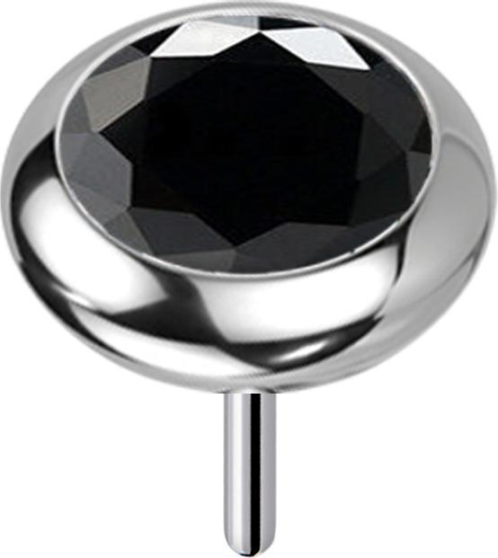 Star Piercing Threadless silber Scheibe abgerundet Kristall schwarz (ohne Messing, Titan G23)