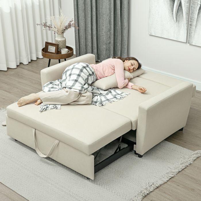 Produktbild Swisshandel24 Schlafsofa, 2-Sitzer Sofa mit Schlaffunktion, Verstellbare Rückenlehne, Beige