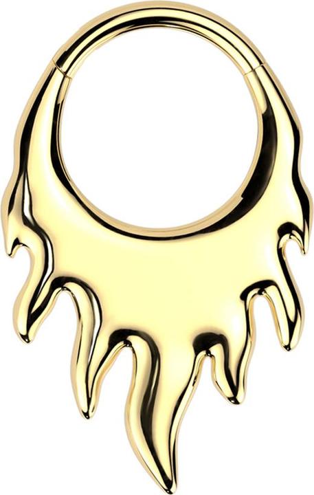 Produktbild Star Piercing Micro Segmentring klappbar vergoldet Flammen (Titan G23, ohne Messing)
