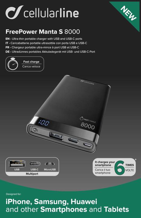 Produktbild Cellularline FreePower Manta S (8000 mAh, 10 W, 29.60 Wh)