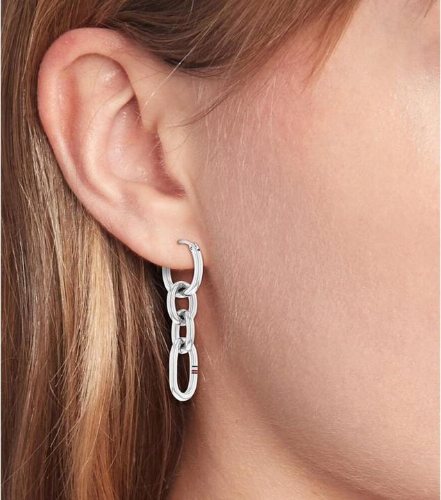 Actual product image Tommy Hilfiger Modern Steel Earrings Contrast Link Chain 2780787