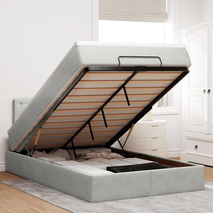 Actual product image VidaXL Ottoman bed with mattress light grey 90x200 cm velvet (90 x 200 cm)