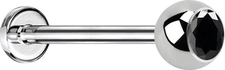 Produktbild Star Piercing Micro Labret silber mit Kugel und Kristall schwarz (ohne Messing, Chirurgenstahl 316L)