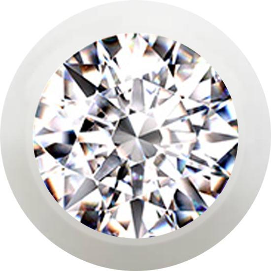 Star Piercing Micro Kugel weiss mit Kristall silber (Ohne MessingAcryl, Chirurgenstahl 316L)