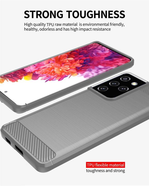 Produktbild Cadorabo TPU Ultra Slim carbon edelstahl Kombi Cover (Samsung Galaxy S21 Ultra)