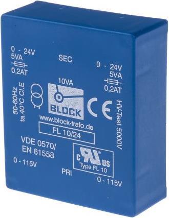 Produktbild Block Transformator FL PCB 10VA 2x24V