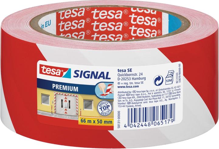 Produktbild tesa PREMIUM Signal Markierungsband, selbstklebendes PVC Warnband zur permanenten Markierung (50 mm)