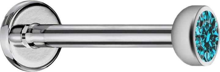 Produktbild Star Piercing Micro Labret Innengewinde silber mit Halbkugel Kristall aqua (Messing, Titan G23ohne Messing)