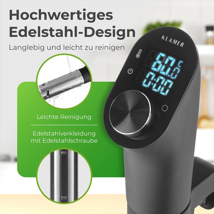 Immagine prodotto KLAMER Sous Vide Stick 1200 Watt IPX7 wasserdicht 3D Zirkulation