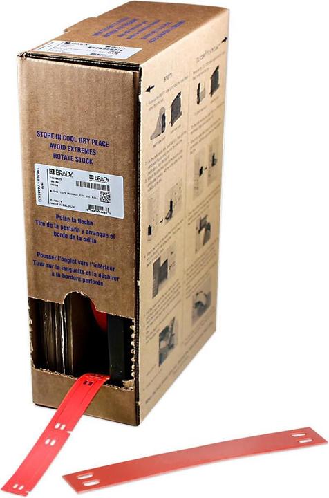 Actual product image Brady BM71-10x75-7598-RD, polyester, red, glossy, 10.00 x 75.00 mm, non-adhesive, large roll (25