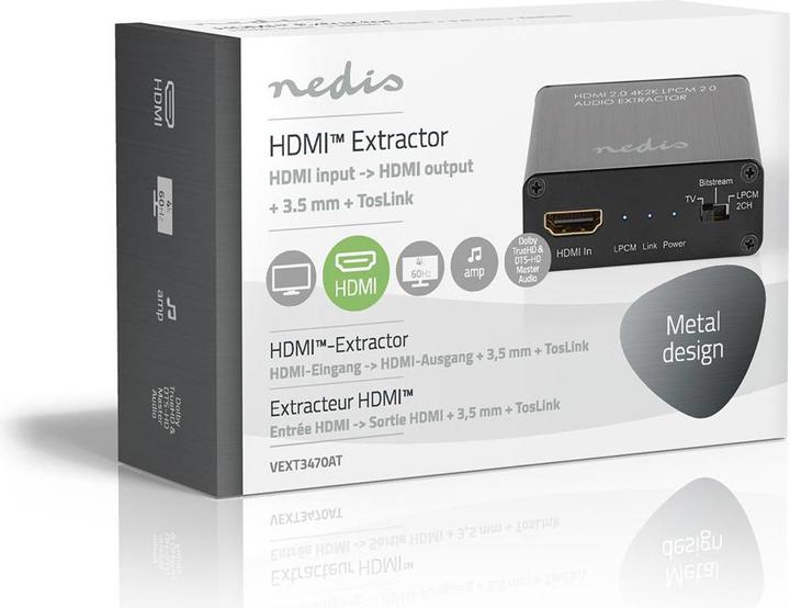 Actual product image Nedis HDMI Extractor| Input| Output TosLink socket 1x 3.5 mm| - Audio/Multimedia