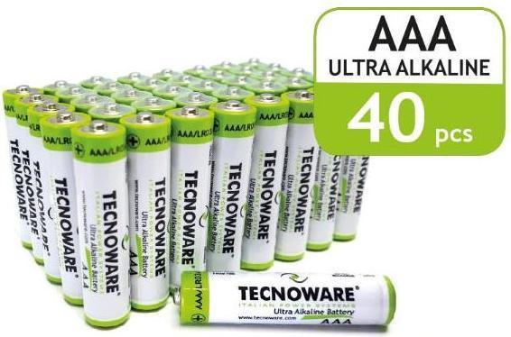 Actual product image Tecnoware Ultra alkaline batteries AAA - 1.5 volt - Ideal for toys, controllers, remote controls (40 pcs., AAA, 1250 mAh)