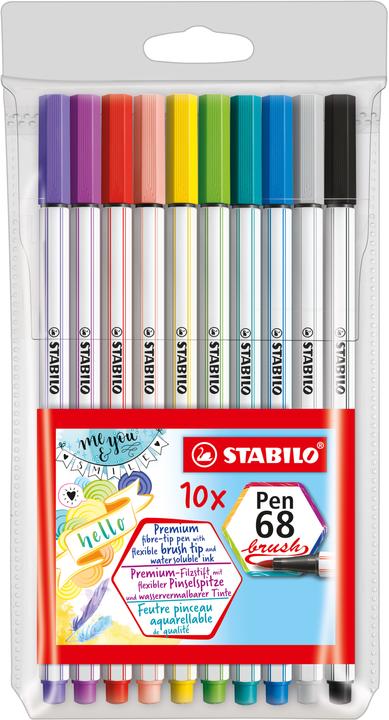 Actual product image STABILO Pen 68 brush Premium felt-tip pen (Multicolor, 10 x)