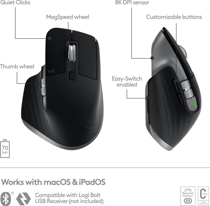 Produktbild Logitech MX Master 3S for Mac (Kabellos)