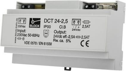 Actual product image Block DCT encapsulated unregulated PSU,24V 60W