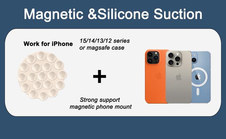 Produktbild PhoneLook MagSafe 360° Rotierender Silikon-Magnet-Patch mit Saugnapf für ung Weiss