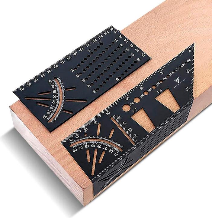 Actual product image Stahlwerk Set of 2 mitre angle ruler with stop and drilling jig 3D angle mitre gauge