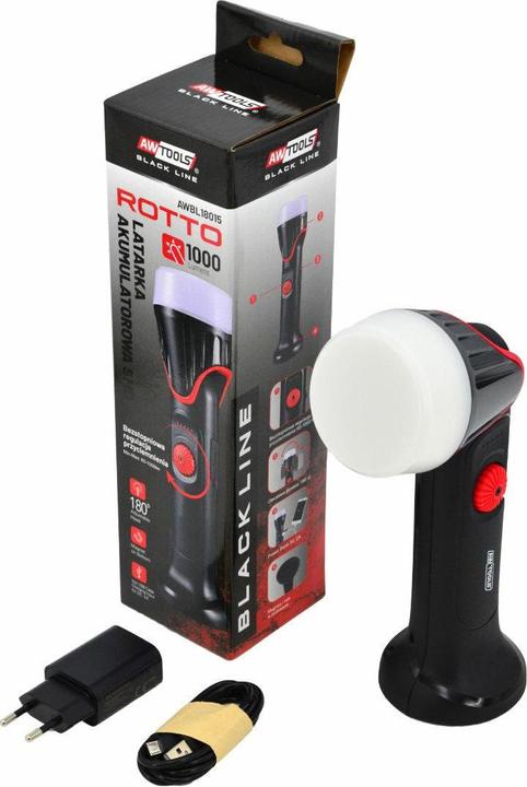 Awtools Black Line Latarka Warsztatowa Rotto Smd LED 1000lm (1000 lm)