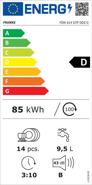 Energie-Label Franke Einbaugeschirrspüler 60 cm