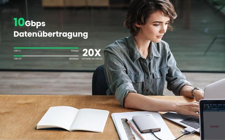 Image du produit Ugreen Adaptateur USB-C 3.1 Gen2 vers USB 3.1 Mini Hub (USB-C)