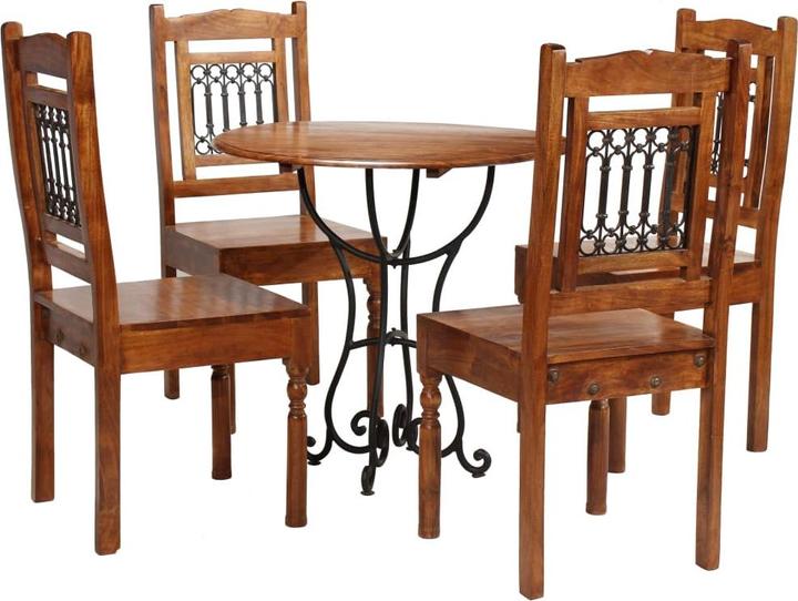 Produktbild VidaXL Essgruppe Esstischset Esszimmertisch Sitzgruppe 5-tlg. Massivholz Akazie (80 x 76 cm)
