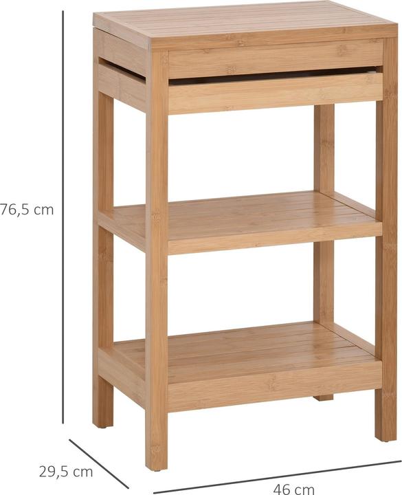 Actual product image Swisshandel24 Bathroom shelf, bathroom shelf with hinged lid, bathroom stand shelf with 2 shelves, bamboo