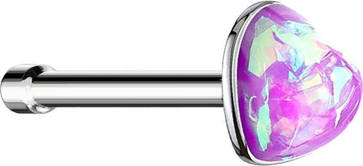 Actual product image Star Piercing Nasenstecker gerade silber mit Opal Herz violett (without brass, Surgical steel 316L)