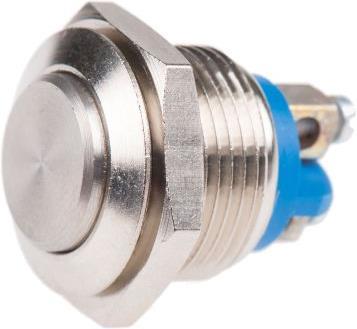 Actual product image APEM PB switch,16mm,Flat StSt Button,screw tm