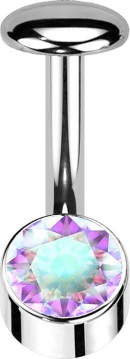Star Piercing Threadless Labret-Stab Banane silber Zylinder silber Kristall multicolor (Titan G23)