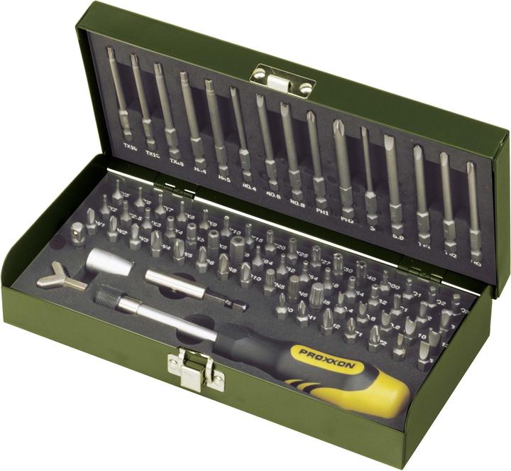 Produktbild Proxxon Super-Sicherheits- und Spezialbitsatz (Kreuz Phillips PH M2, Innensechsrund TX M20, Innensechsrund TX M7, Innensechsrund TX M25, Tri-Wing M2, Tri-Wing M3, Tri-Wing M5, Innensechsrund TX M9, Kreuz Phillips PH M1, Innensechsrund TX M15, Innensechsrund TX M5, Kreuz Phillips PH M0, Innensechsrund TX M30, Innensechsrund TX M27)