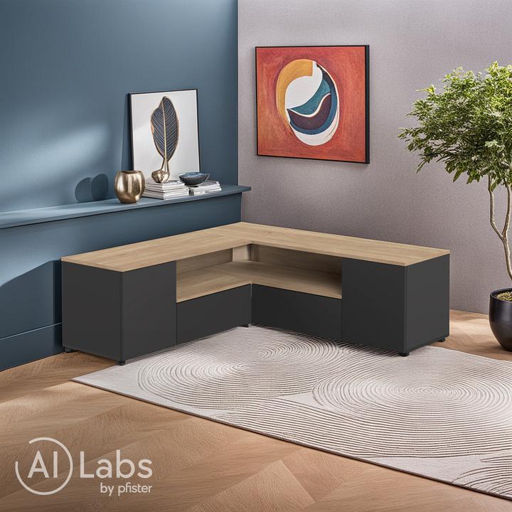 Produktbild Temahome Angle TV Stand black and oak (40 x 46 cm)