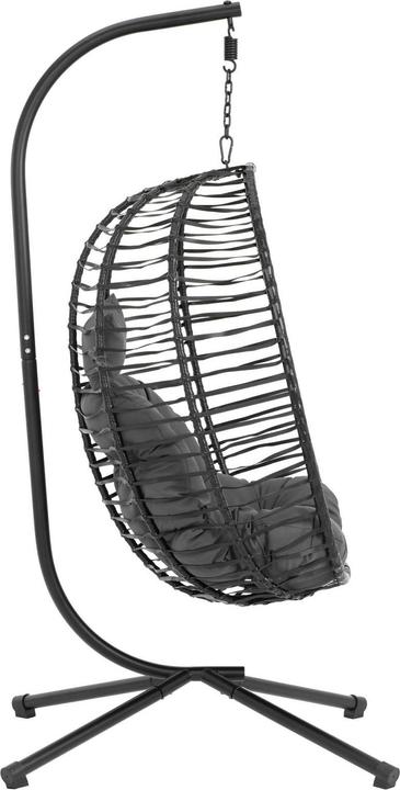 Actual product image Uniprodo Outdoor Hanging Chair with Stand - foldable seat - black/grey - oval (150 kg)