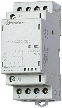 Actual product image Finder Modular contactor 3NO+1NC 25A 230V ac/dc