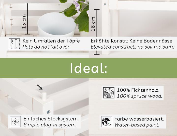 Image du produit Needs&Wants Multi-Pflanzenständer "Placy1" mit 3 Kästen, Fichte (weiss)