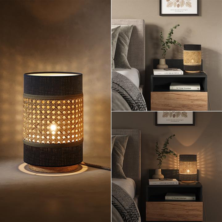 Image du produit Vicco Lampe de table Morten, Rotin/noir, 17,5 x 26,5 cm (E27)