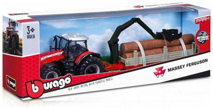 Image du produit Bburago 18/31659 Massey Ferguson 8740S tractor Official scale 1:32 metal with loader and tree trunks