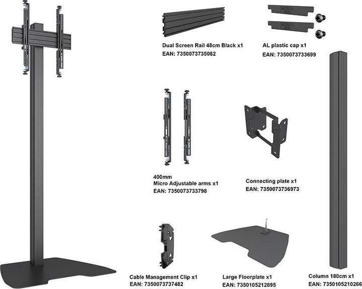 Produktbild Multibrackets TV Ständer bis 75", Metall/Aluminium, schwarz (75", 50 kg)