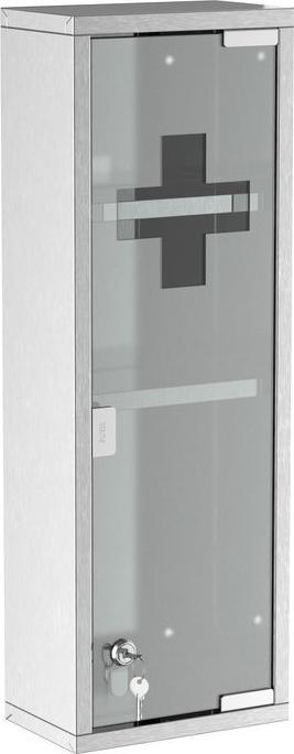 Produktbild Swisshandel24 Medizinschrank Arzneischrank Erste-Hilfe-Schrank mit Schloss 3 Fächer Mattglas 430 Edelstahl+gehärte (20 x 12 x 58 cm)