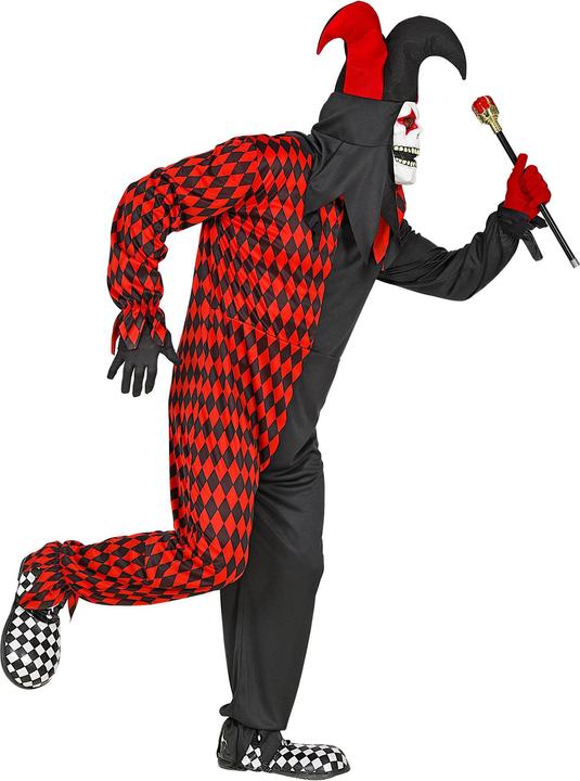 Actual product image Widmann Evil harlequin with overalls, mask with hood and hat (M)